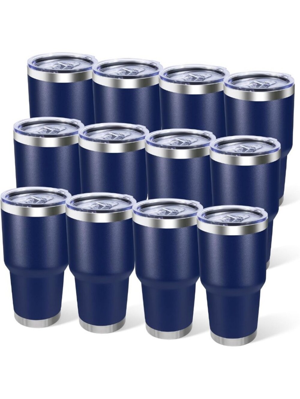 30oz Insulated Stainless Steel Tumblers with Lids, Navy Blue, 12 Pack - Travel